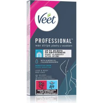 Veet Professional Sensitive Skin восъчни ленти за епилация за чувствителна кожа 12 бр