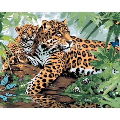 ZUTY Malování podle čísel JAGUÁR S MLÁDĚTEM U VODY HOWARD ROBINSON 40 x 50 cm