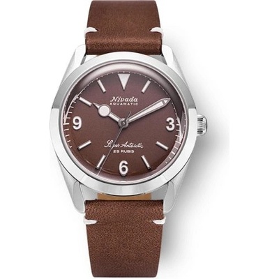 Nivada Grenchen Super Antarctic 3.6.9 Brown - Brown Leather White Stitching