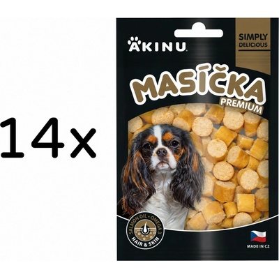 Akinu MASÍČKA PREMIUM Hair & Skin pamlsek pro psy 14 x 75 g