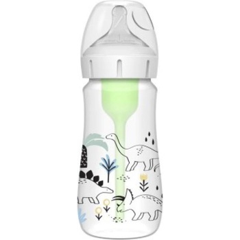 Dr. Brown's Шише за бебе Dr. Brown’s Dino options+ Wide Neck 270 ml Anti-colic - 1 бр. (WB91010-INTL