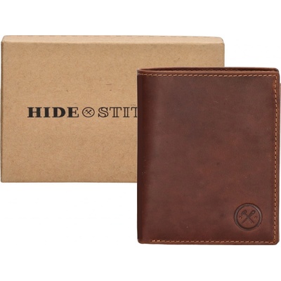 Hide & stitches Japura kožená peňaženka v krabičke na výšku koňaková