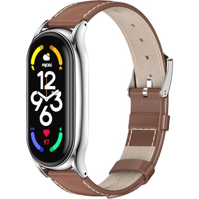 Xiaomi Kožený style řemínek pro Mi Smart Band 8/9/10 Hnědostříbrná MBSCZ-8KZN04 – Zboží Živě