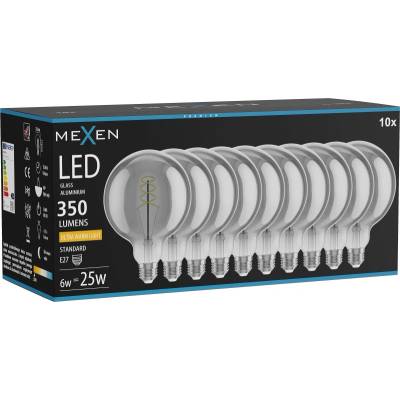 Mexen Vintis 10x LED филaмент крушка спирала E27, G125, 6W, Топло - 2200K, 350 lm, димно (L168-E27-0622-70x10)