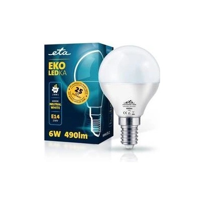 Eta EKO LEDka mini globe 6W, E14, neutrálna biela