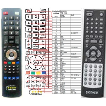 GENERAL DENVER TFD-1922 - съвместимо дистанционно управление на марката General (TFD-1922)