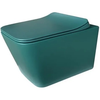 Inter Ceramic Конзолна тоалетна чиния ICC 5135DG, седалка и капак, порцелан, тъмнозелен, 52x37x36см (5135DG)