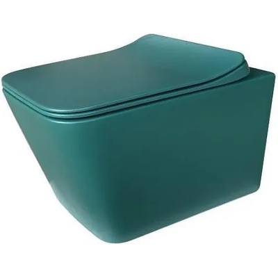 Inter Ceramic Конзолна тоалетна чиния ICC 5135DG, седалка и капак, порцелан, тъмнозелен, 52x37x36см (5135DG)