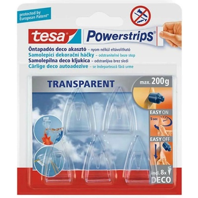 tesa Háčky lepící Powerstrips deco, průhledné, 5 ks