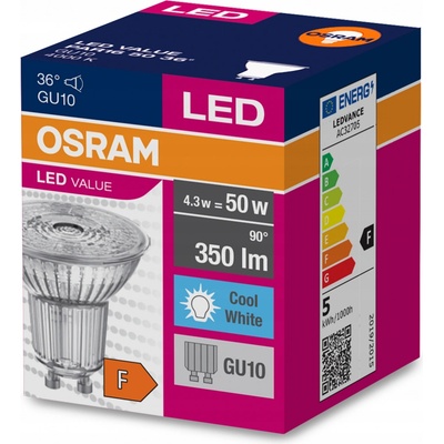 Osram LED VALUE PAR16 50 36° 4,3W/840 GU10 4000K biela