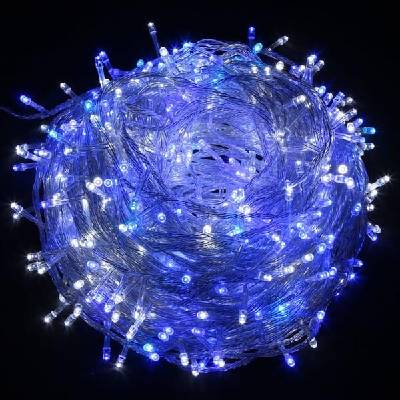 LED osvětlení, řetěz, 10m, 220-240 V (50-60Hz), 6W, modrá, transparentní kabel, 30000h