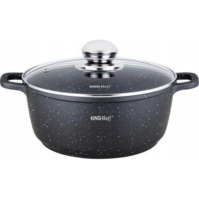KINGHOFF Hrnec s poklicí mramorový povrch černý 1,3 l 16 cm plyn/indukce