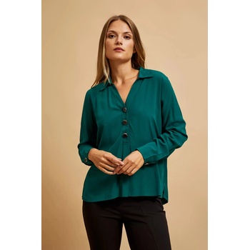 Moodo Риза с V-образен деколте в смарагдов цвят Moodo Moodo | Zelen | ЖЕНИ | 46