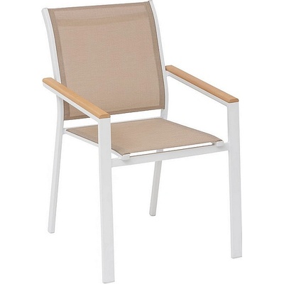 DEOKORK Hliníkové křeslo s textílií ZEUS bílá/akácie