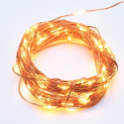 ACA Lighting LED dekorační řetěz měděný s časovačem 10m 100LED 3xAA IP44 [X01100125]