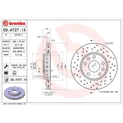 BREMBO Brzdový kotúč 09A7271X
