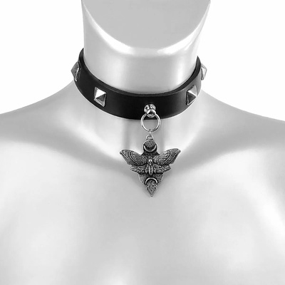 Leather & steel fashion Колие/ чокър Death 's head - collar Moon Moth - LSF9 65