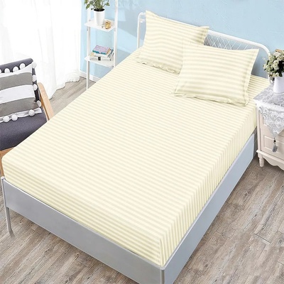 Долен чаршаф с ластик и 2 калъфки (размер 160/180x200), 3 части , 18233, Светложълт