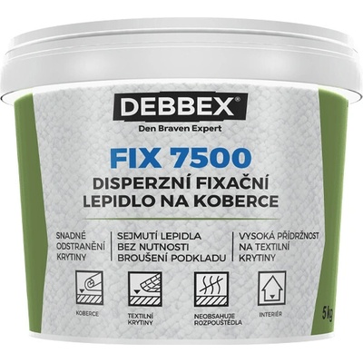 DEBBEX Disperzní fixační lepidlo na koberce FIX 7500 1 kg kbelík bílá