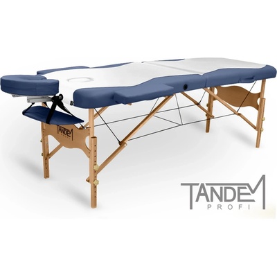 Tandem Skládací masážní lehátko Profi W2D DUO bílo-modrá 195 x 70 cm 15,5 kg