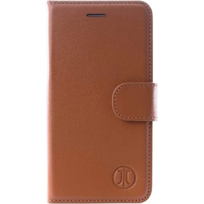 JT BERLIN LeatherBook Kreuzberg Case - хоризонтален кожен (естествена кожа) калъф тип портфейл за iPhone XS, iPhone X (кафяв)