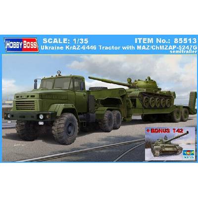 Hobby Boss Ukraine KrAZ-6446 Tractor with MAZ/ChMZAP-5247G semitrailer & T-62 1:35
