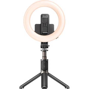 YESIDO Блутут Статив с Осветление, YESIDO Wireless Ring Light Tripod Selfie Stick, Черен (SF12)