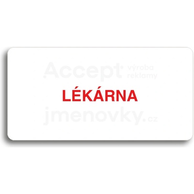 ACCEPT Piktogram LÉKÁRNA - bílá tabulka - barevný tisk bez rámečku