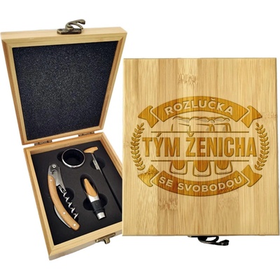 Sablio Dárková sada na víno Rozlučka se svobodou tým ženicha: 147×168×49 mm