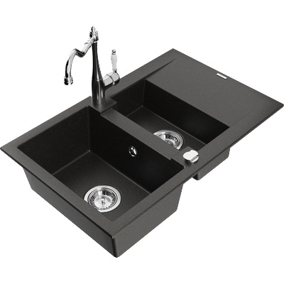 Mexen Gaspar гранитна кухненска мивка с 1, 5 камери с отцедник и кухненски (6507-75-670700-00)