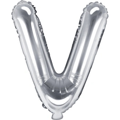 PartyDeco Fóliový balón Mini Písmeno V 35cm strieborný