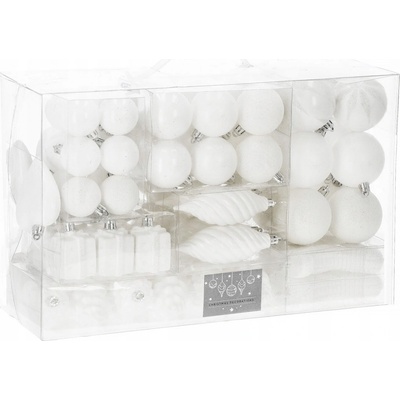 SPRINGOS Maxi 72 dielna sada vianočných ozdôb biela