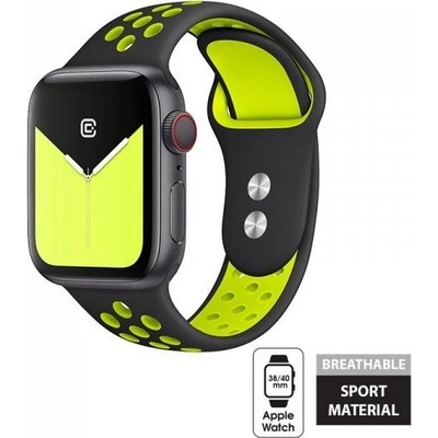 Crong Duo Sport каишка за Apple Watch 38/40/41 мм черна/лайм (CRG-40DSB-YLW) (CRG-40DSB-YLW)