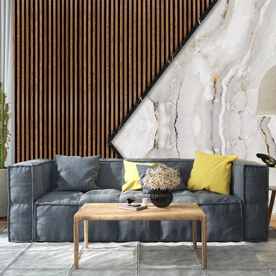 Art Gift Decor Фототапет - Дървен мрамор със златисти линии 2