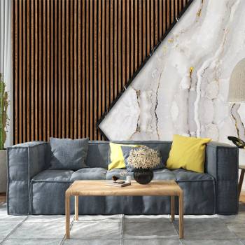 Image 1 of Art Gift Decor Фототапет - Дървен мрамор със златисти линии 2