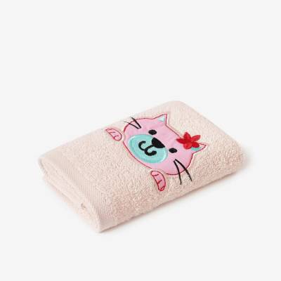 Goldea dětský froté ručník kočička na světle růžové 30 x 50 cm