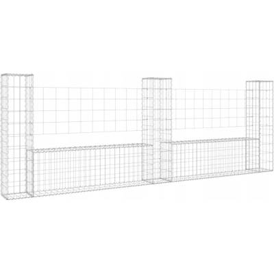 zahrada-XL Gabionový koš ve tvaru U se 3 sloupky železo 260 x 20 x 100 cm