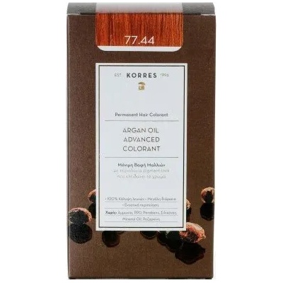 KORRES Боя за коса с технология pigment-lock с Арганово масло Медено русо, Korres Argan Oil Advanced Colorant 50ml Permanent Hair Colorant 77.44 Intense Copper Blonde