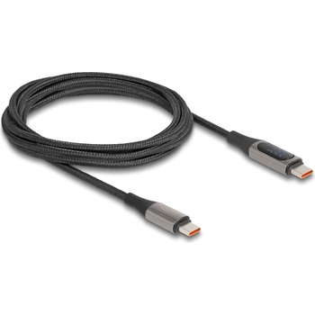 Delock USB 2.0 кабел USB Type-C мъжки към мъжки с измервател на мощността, PD 3.0 100 W, 2 m