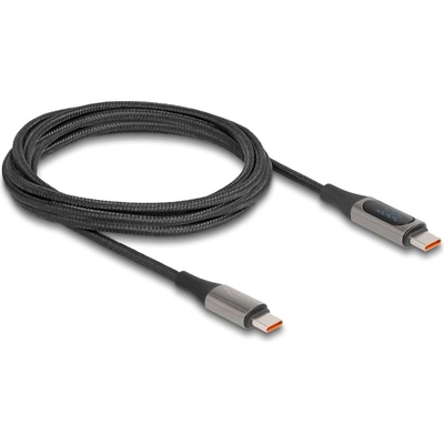 Delock USB 2.0 кабел USB Type-C мъжки към мъжки с измервател на мощността, PD 3.0 100 W, 2 m