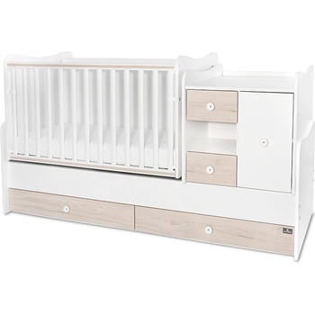 Lorelli Трансформиращо се легло Lorelli - Mini Max, 190 x 72 cm, Бяло/Светъл дъб (10150500045A)