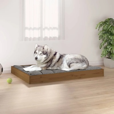 vidaXL Кучешко легло, меденокафяво, 101, 5x74x9 см, бор масив (820869)