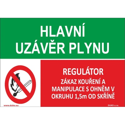 DUKO HLAVNÍ UZÁVĚR PLYNU - REGULÁTOR Formát: 148 x 105 mm, Materiál: samolepící vinylová fólie