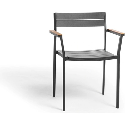 Diphano Hliníkové stohovatelné jídelní křeslo Metris, 80x48x59cm, rám hliník šedočerná (lava), područky hliník šedočerná (lava)