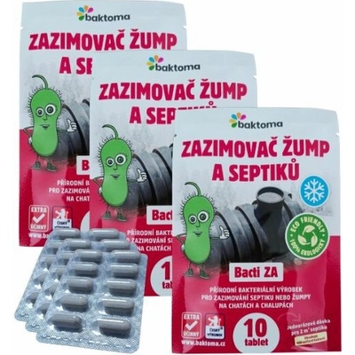 Baktoma Bacti ZA TABLETY - Zazimovač žump a septiků BACTI ZA: AKCE: 3x10 TABLET