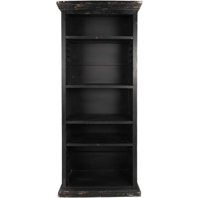 Clayre & Eef Čierna antik drevená knižnica Christiane - 80x36x195 cm