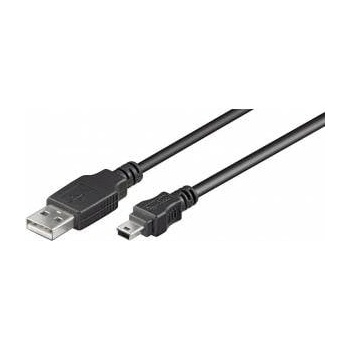 MicroConnect USB A - Mini USB B 5P 10m M-M 28/1P 24/2C 48X0.12ALMG OD4.2MM, Black