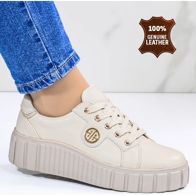Обувки естествена кожа E18041-3 Beige