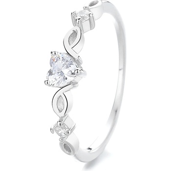 DELIS Пръстен от сребро 925, jw1347, дизайн на сърце, с родиево покритие (jw1347)