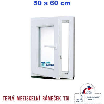 Erkado Plastové okno otevíravé i sklopné levé 500 x 600 mm Bílé / Antracit